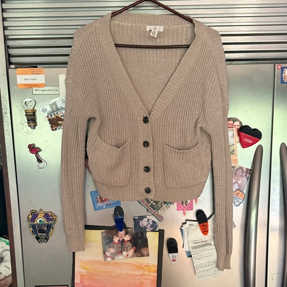 Elegant Tan Button-Up Cardigan - Picture 1 of 3